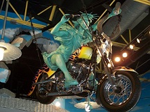 Motorcycle hanging from ceiling