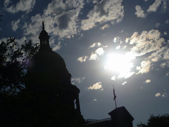 The sun at the Texas Capitol
