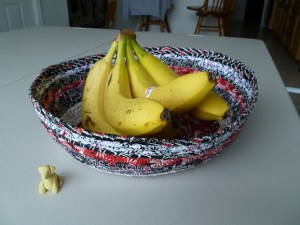 Shelly's fabric bowl with bananas to show size