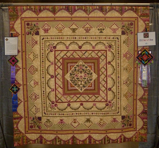 Winning quilt, "Ruffled Roses" by Mary Clendennen