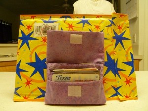 Happy Photos (2) A hand-made fabric wallet and the packaging it was mailed in