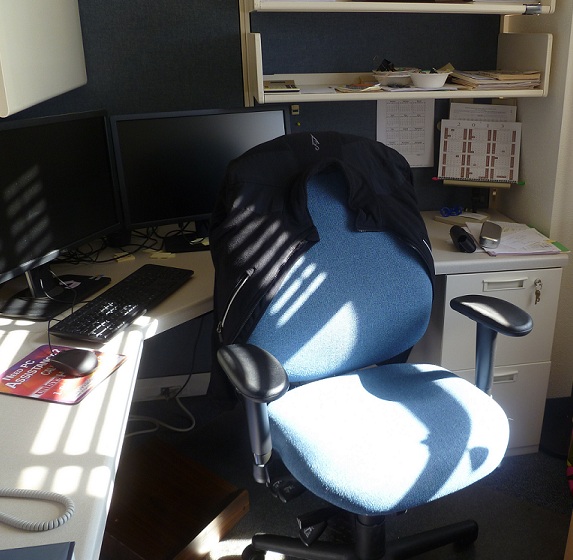 Desk chair at the office in the sunshine