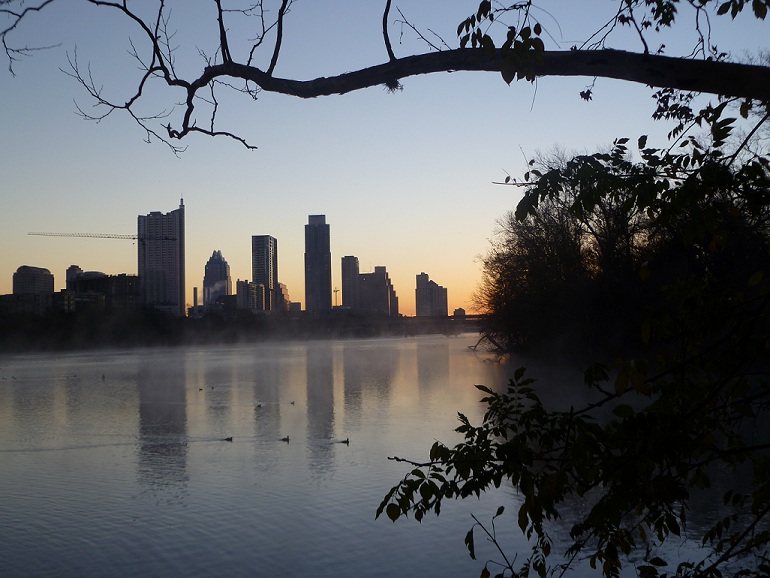 A view of downtown Austin from Lady Bird Lake