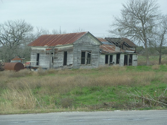An old, abandoned wood house