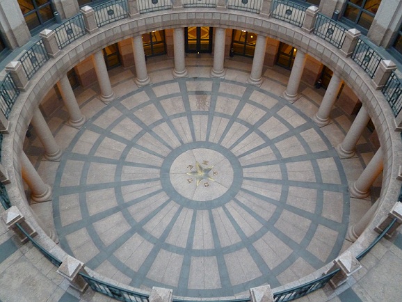 The round Texas Capitol patio