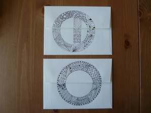 Envelopes decorated with Zentangles