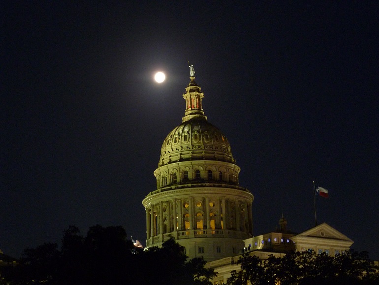 Moon and Texas Capitol