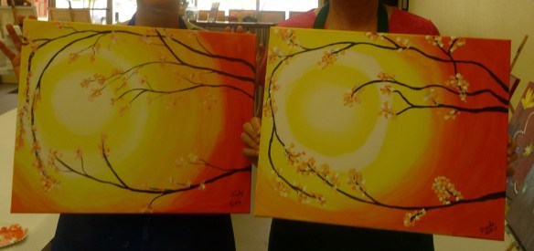 Two paintings of cherry blossoms