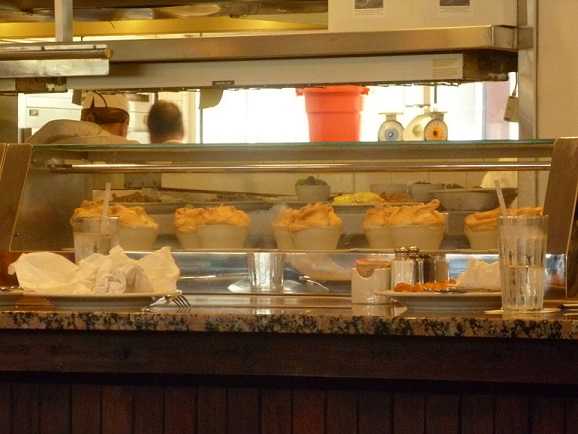 Banana pudding display at the Monument Cafe