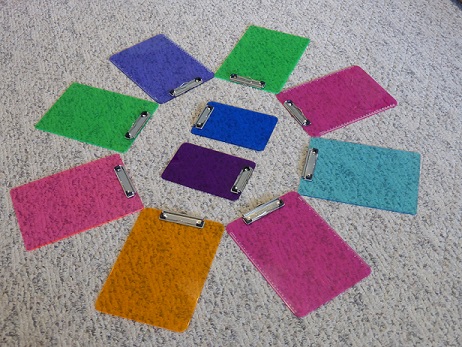 Plastic, colored clipboards
