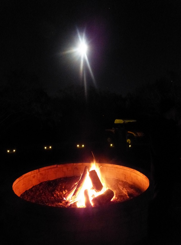 Moon and campfire
