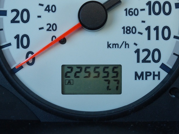 Odometer reading 225,555 miles