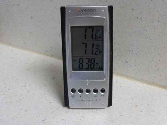 Thermometer showing 17 degrees outside