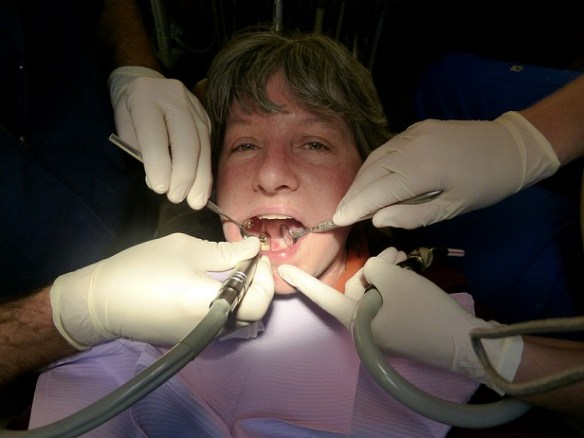 At the dentist office getting a crown