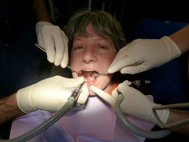 At the dentist office getting a crown