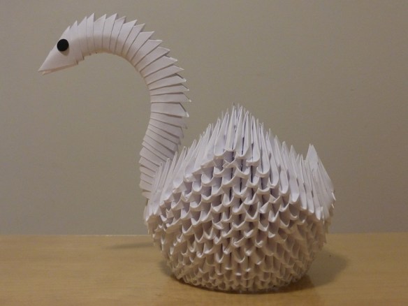 A beautiful origami swan created by Anfernee Cao of Houston, Texas