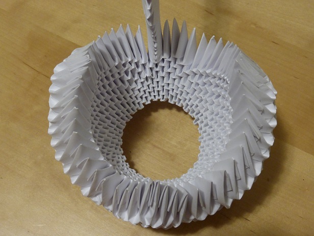 Looking down inside the origami swan