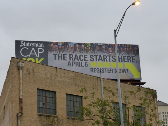 The sign for Race Starts Here