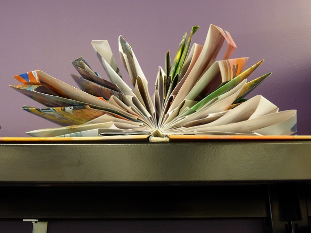 Book with pages folded, now an art object
