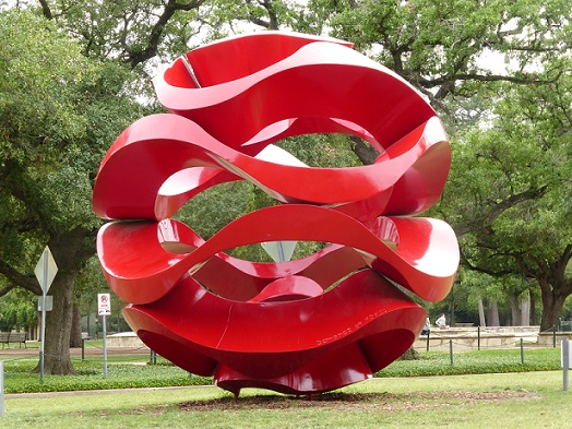 A public work of modern art, a red sculpture