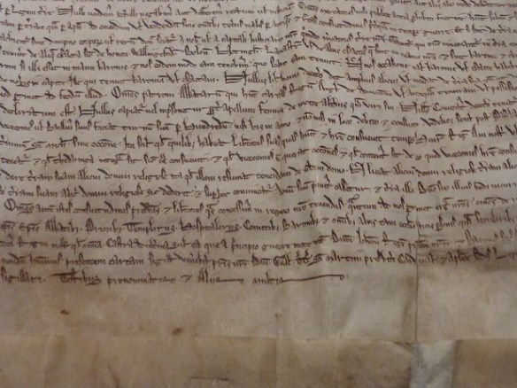 A detail of the Magna Carta from 1217 on display at the Houston Museum of Natural Science