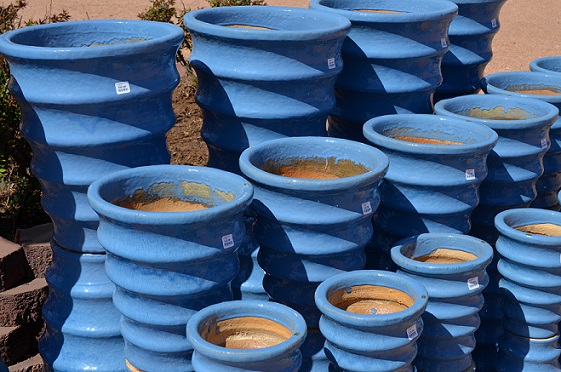 Lots of blue pots