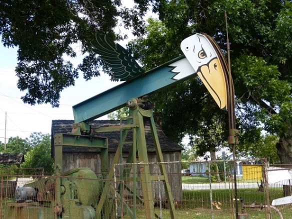An oil rig painted as an eagle
