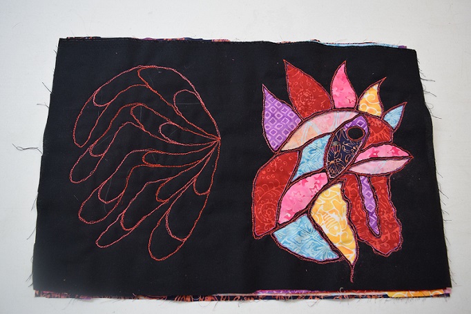 Rooster head fabrics all cut away