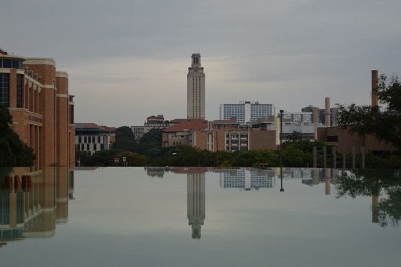 University of Texas at Austin tower reflected