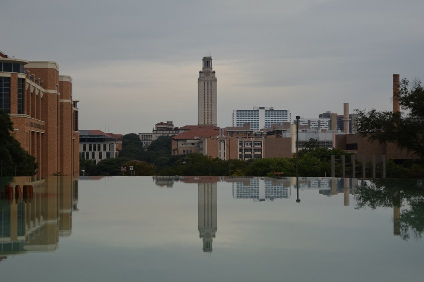 University of Texas at Austin tower reflected