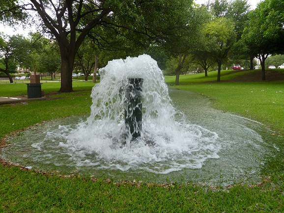 A water release on the grounds of the Texas Capitol