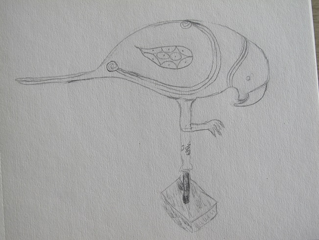 Sketch of a Finial in the Form of a Parrot