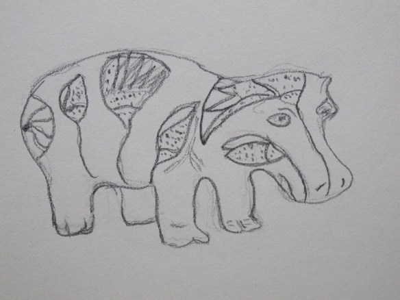 Sketch of hippopotamus