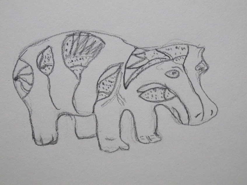 Sketch of hippopotamus