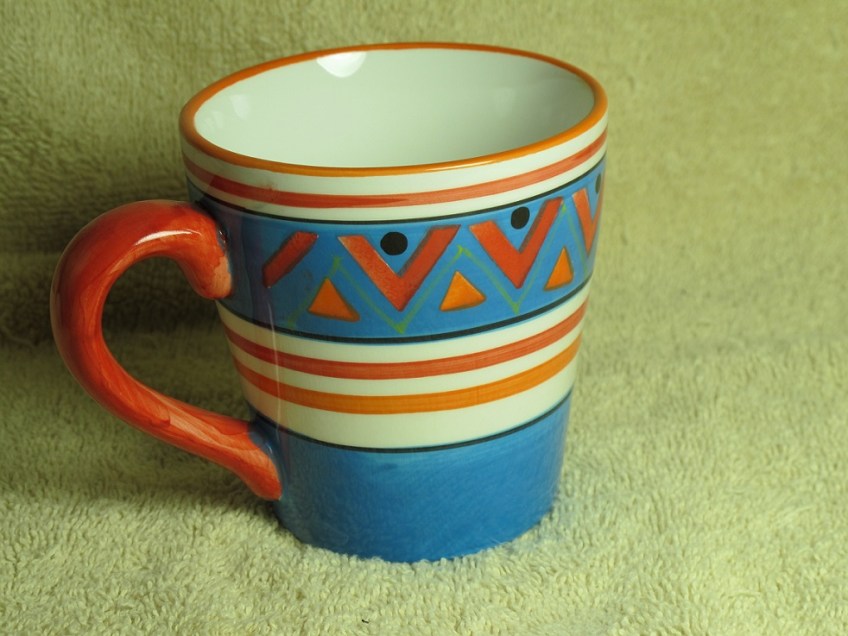 A multicolored mug