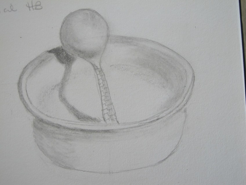 Sketch of bowl and spoon