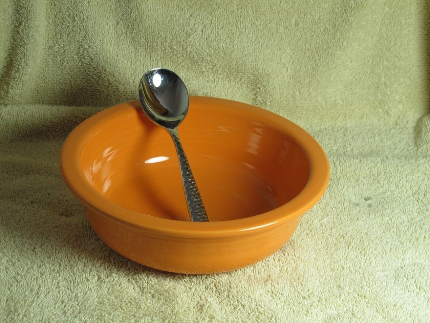 Fiesta bowl and soup spoon