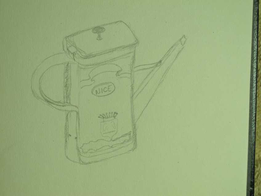 Sketch of an olive oil can