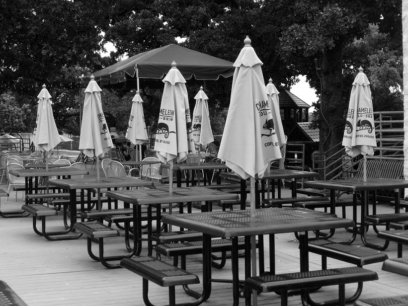 Patio seating at Central Market