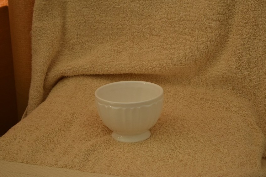 Ribbed, white bowl