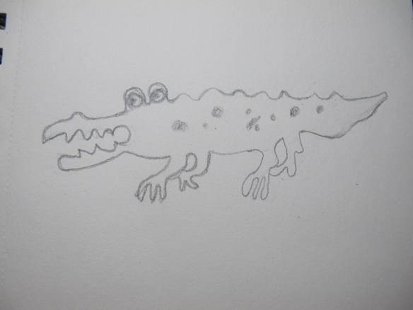 Sketch of a metal alligator
