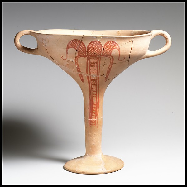 Terracotta Kylix (drinking cup) with flower, ca. 1300–1225 BCE