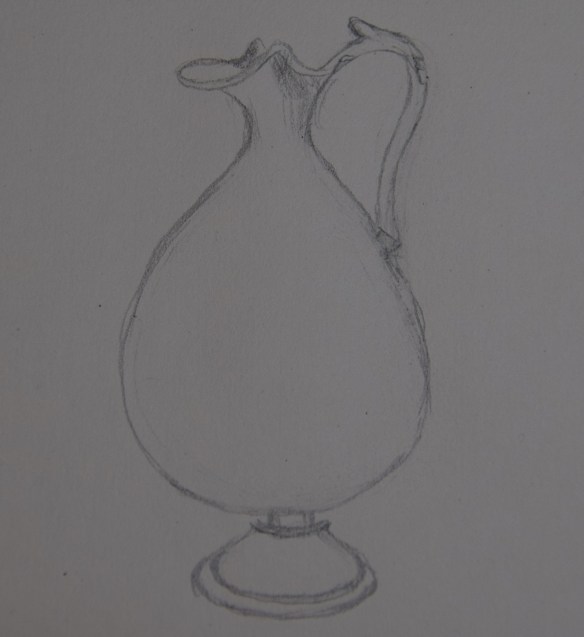 a rapid sketch of the glass oinochoe
