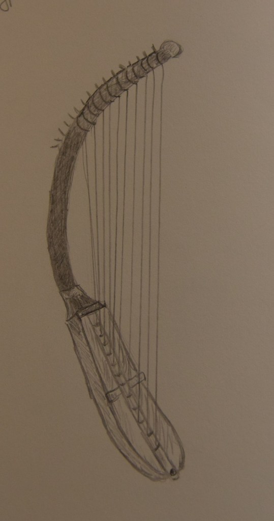 Sketch of the shoulder harp from Egypt