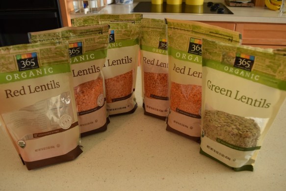 Six bags of lentils