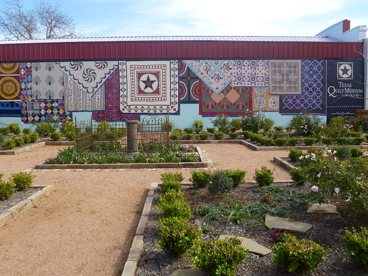 Wall with painted quilts, Texas Quilt Museum, La Grange, Texas