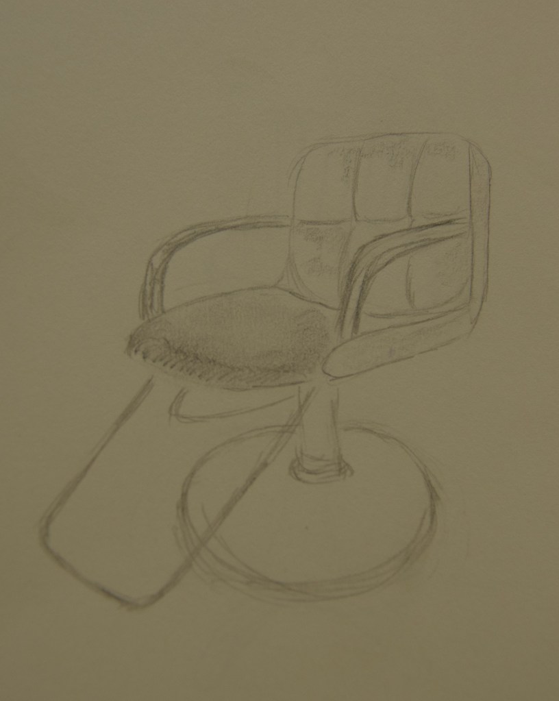 Sketch of Irene's chair in her hair salon