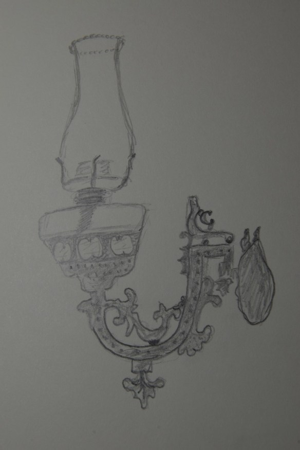 Sketch of an oil lamp