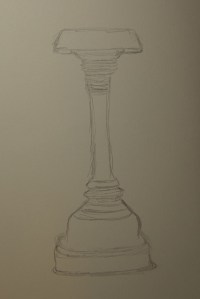 Sketch of a bronze oil lamp