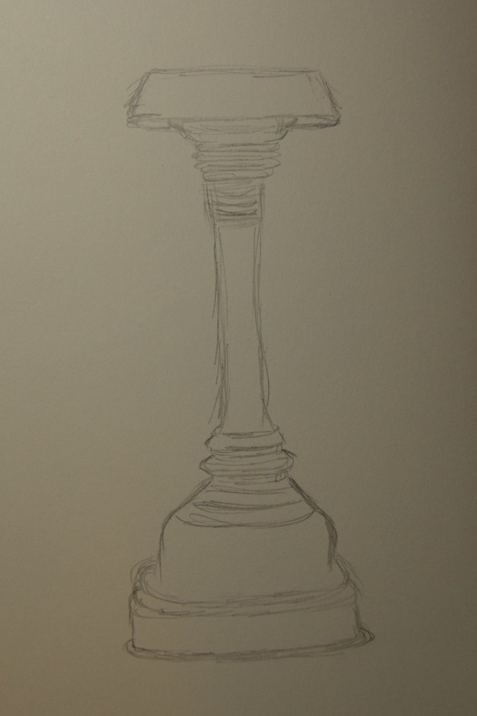 Sketch of a bronze oil lamp